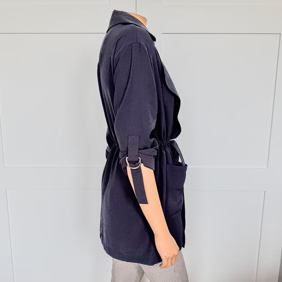 NWT-Miami of Francesca’s, Emilee Drawstring Black Utility Jacket, Women’s Small - Picture 4 of 10